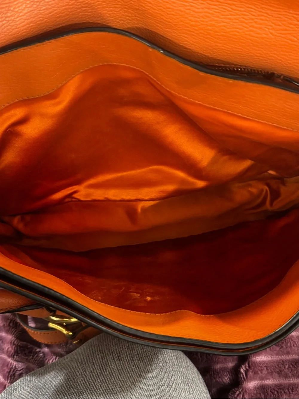Miu Miu Madras Goatskin Flap Satchel Crossbody Bag Orange Leather Italy - Picture 15 of 16